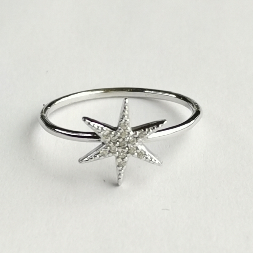 NEW sterling silver cz Star Starburst ring size 7 Christmas 🆕